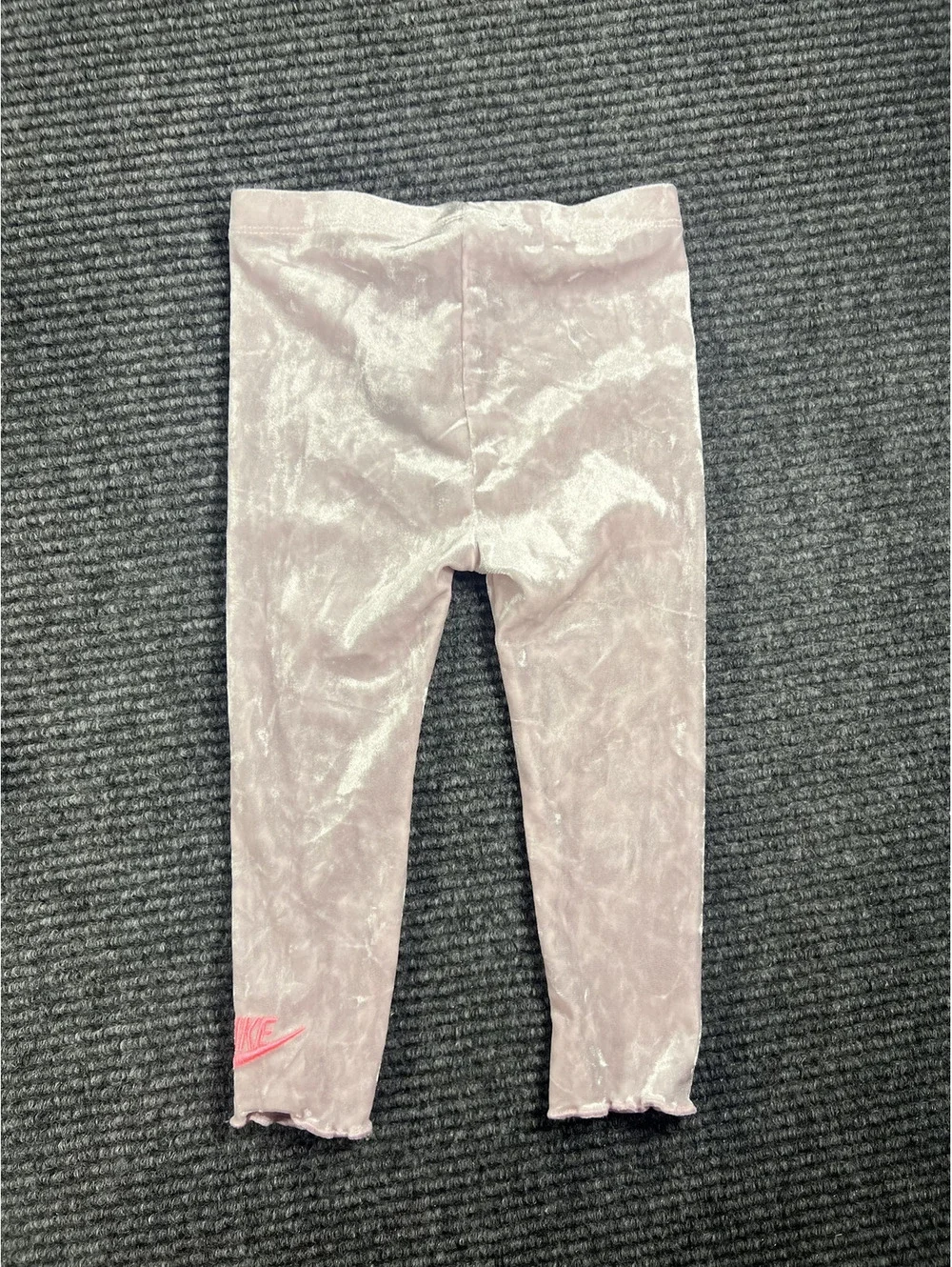 Nike Baby Girls' Pink Crushed Velour Leggings and Grey Sweatshirt Set - 18M